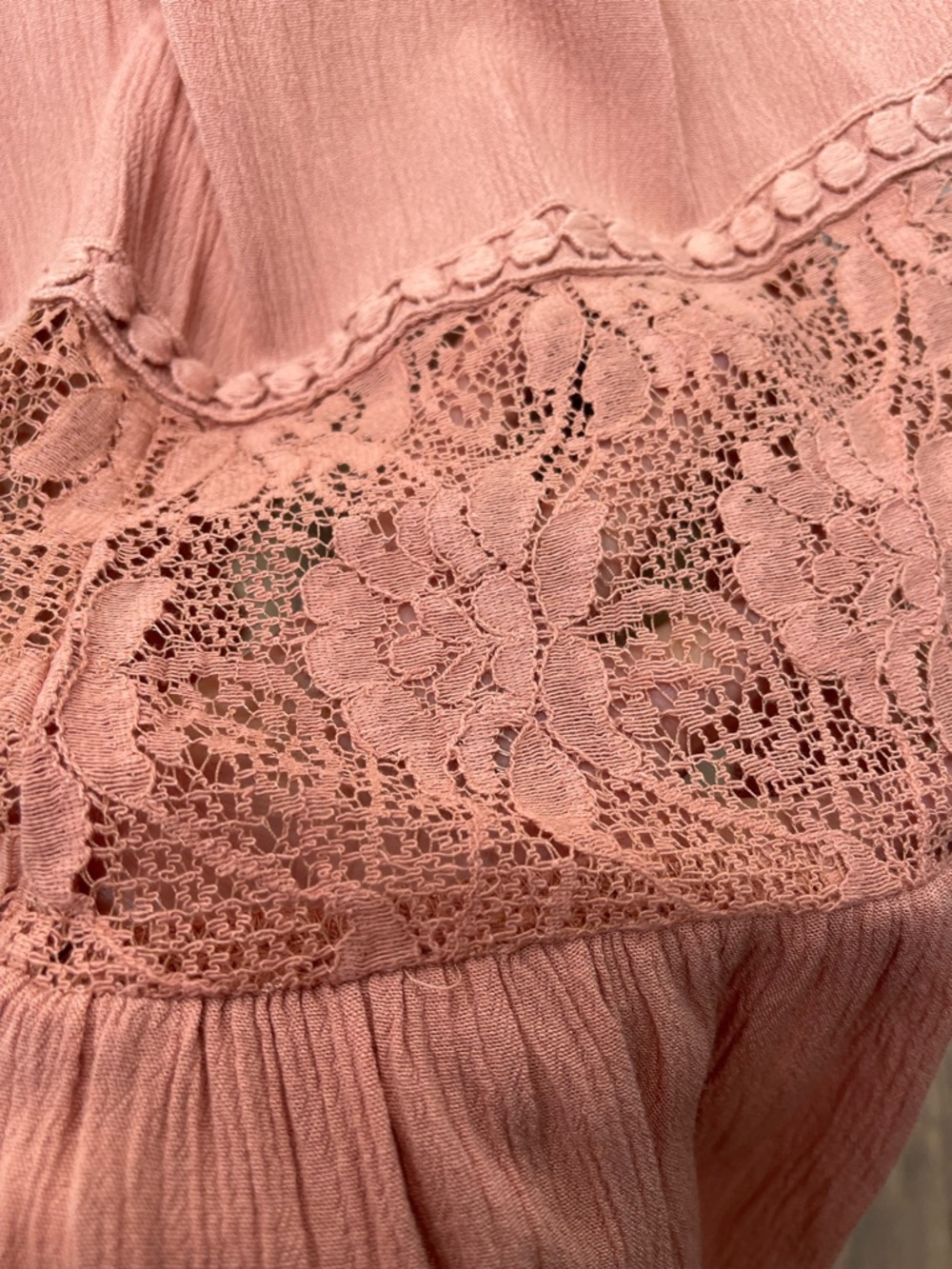 Altar’d State Boho Peach Maxi SunDress Strappy Lace Hem Coastal Resort Flowy Md - Picture 8 of 14